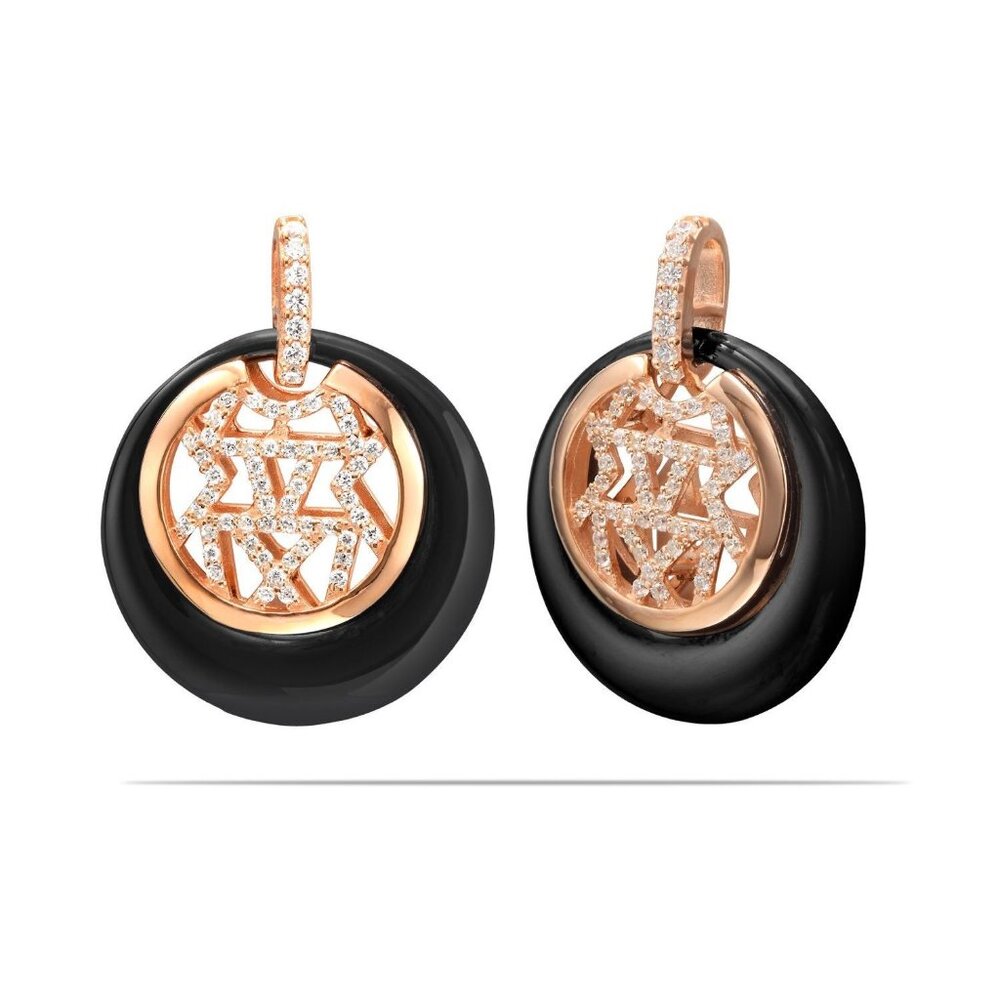 Dangle Drop Sterling Silver and Ceramic Roman Earrings